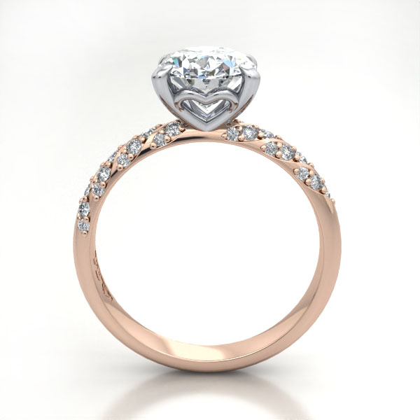 Oval Cut Solitaire Accent Diamond Ring Rose Gold RSA7 TF Oval Cut Solitaire Accent Diamond Ring Rose Gold RSA7 TF