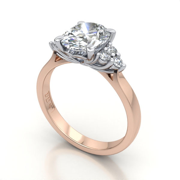 Oval Cut Solitaire Accent Diamond Ring Rose Gold RSA8 3D