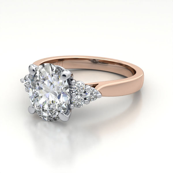 Oval Cut Solitaire Accent Diamond Ring Rose Gold RSA8 LF