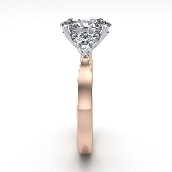 Oval Cut Solitaire Accent Diamond Ring Rose Gold RSA8 SV