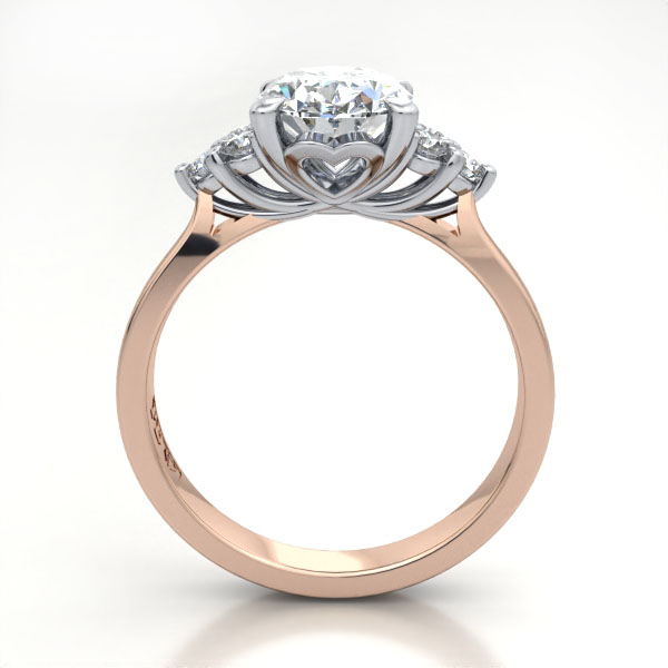 Oval Cut Solitaire Accent Diamond Ring Rose Gold RSA8 TF