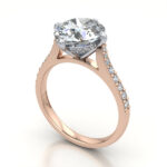 Oval Cut Solitaire Accent Diamond Ring Rose Gold RSA9 3D