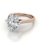 Oval Cut Solitaire Accent Diamond Ring Rose Gold RSA9 LF