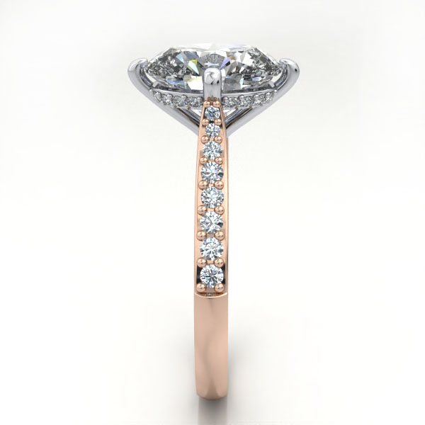 Oval Cut Solitaire Accent Diamond Ring Rose Gold RSA9 SV