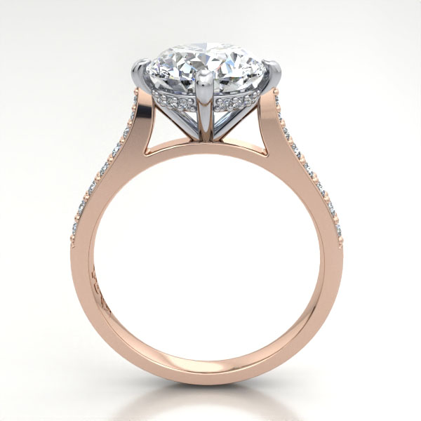 Oval Cut Solitaire Accent Diamond Ring Rose Gold RSA9 TF