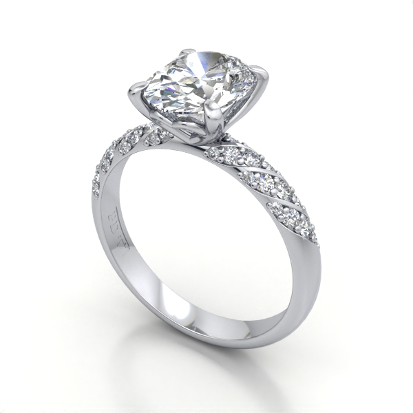 Oval Cut Solitaire Accent Diamond Ring White Gold RSA7 3D Oval Cut Solitaire Accent Diamond Ring White Gold RSA7 3D