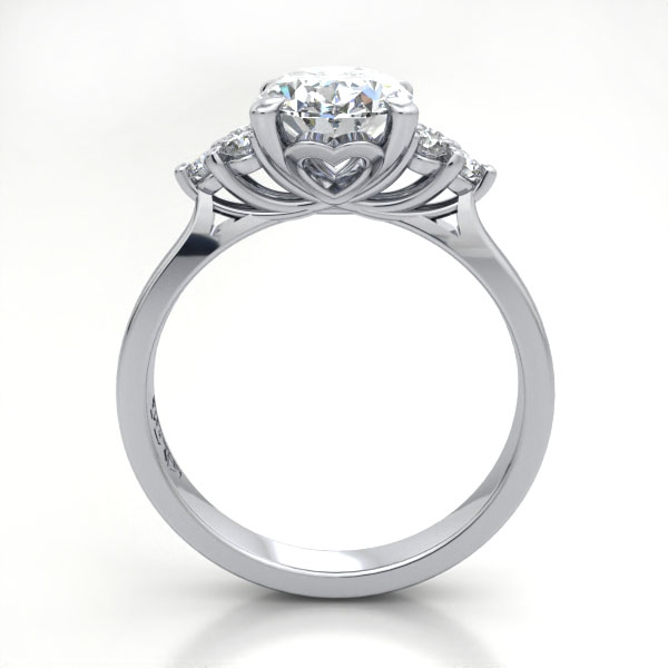 Oval Cut Solitaire Accent Diamond Ring White Gold RSA8 TF Oval Cut Solitaire Accent Diamond Ring White Gold RSA8 TF