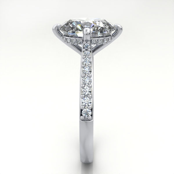 Oval Cut Solitaire Accent Diamond Ring White Gold RSA9 SV Oval Cut Solitaire Accent Diamond Ring White Gold RSA9 SV