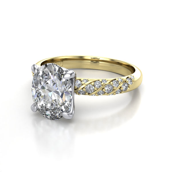 Oval Cut Solitaire Accent Diamond Ring Yellow Gold RSA7 LF Oval Cut Solitaire Accent Diamond Ring Yellow Gold RSA7 LF