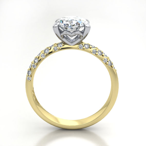 Oval Cut Solitaire Accent Diamond Ring Yellow Gold RSA7 TF Oval Cut Solitaire Accent Diamond Ring Yellow Gold RSA7 TF