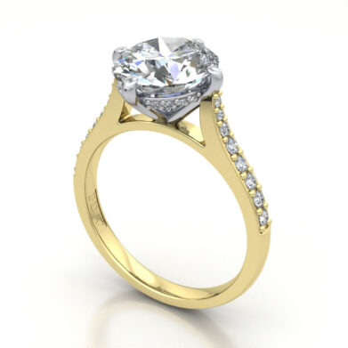 Oval Cut Solitaire Accent Diamond Ring Yellow Gold RSA9 3D