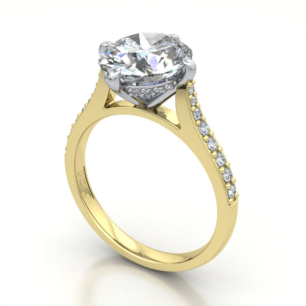 Oval Cut Solitaire Accent Diamond Ring Yellow Gold RSA9 3D Oval Cut Solitaire Accent Diamond Ring Yellow Gold RSA9 3D