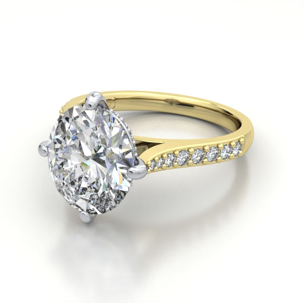Oval Cut Solitaire Accent Diamond Ring Yellow Gold RSA9 LF Oval Cut Solitaire Accent Diamond Ring Yellow Gold RSA9 LF
