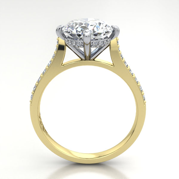 Oval Cut Solitaire Accent Diamond Ring Yellow Gold RSA9 TF Oval Cut Solitaire Accent Diamond Ring Yellow Gold RSA9 TF