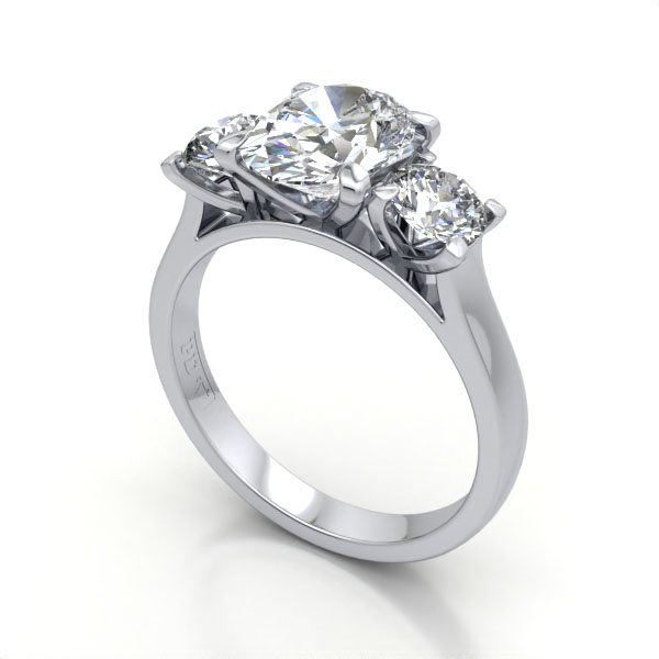 Oval Cut Trilogy Diamond Ring Platinum RT14 3D Oval Cut Trilogy Diamond Ring Platinum RT14 3D