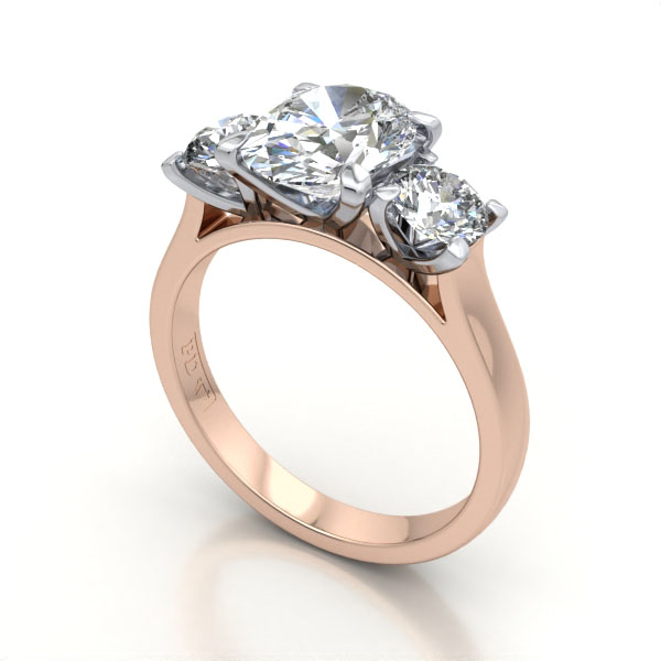 Oval Cut Trilogy Diamond Ring Rose Gold RT14 3D Oval Cut Trilogy Diamond Ring Rose Gold RT14 3D
