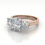 Oval Cut Trilogy Diamond Ring Rose Gold RT14 LF Oval Cut Trilogy Diamond Ring Rose Gold RT14 LF