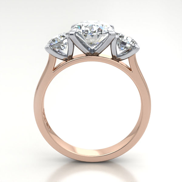 Oval Cut Trilogy Diamond Ring Rose Gold RT14 TF Oval Cut Trilogy Diamond Ring Rose Gold RT14 TF
