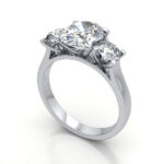 Oval Cut Trilogy Diamond Ring White Gold RT14 3D Oval Cut Trilogy Diamond Ring White Gold RT14 3D