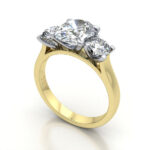 Oval Cut Trilogy Diamond Ring Yellow Gold RT14 3D Oval Cut Trilogy Diamond Ring Yellow Gold RT14 3D