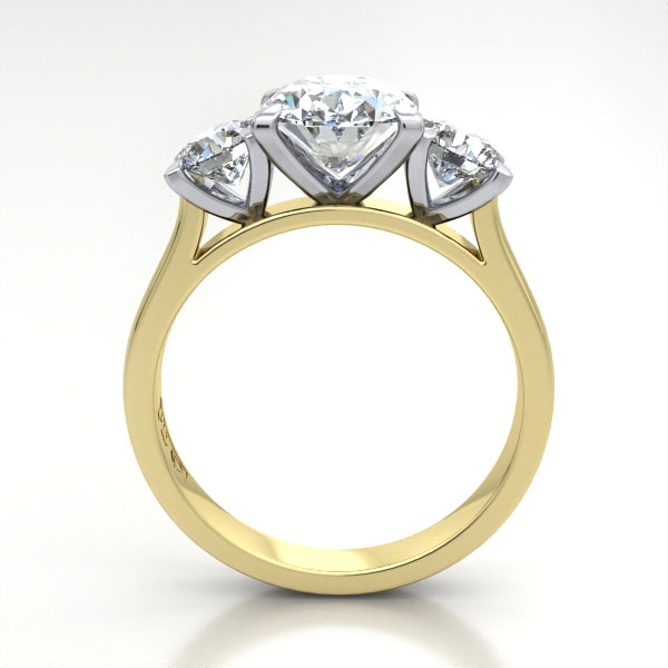 Oval Cut Trilogy Diamond Ring Yellow Gold RT14 TF Oval Cut Trilogy Diamond Ring Yellow Gold RT14 TF