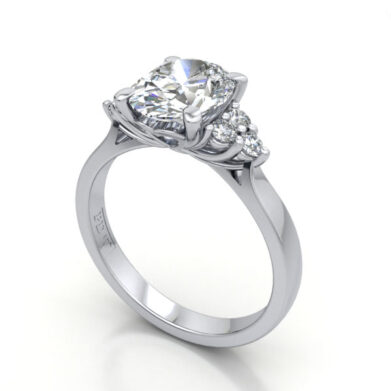 Thumb Oval Cut Solitaire Accent Diamond Ring Platinum RSA8 3D