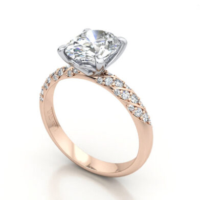 Thumb Oval Cut Solitaire Accent Diamond Ring Rose Gold RSA7 3D