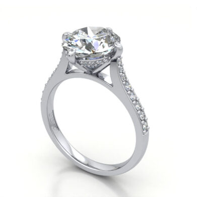 Thumb Oval Cut Solitaire Accent Diamond Ring White Gold RSA9 3D