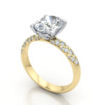 Thumb Oval Cut Solitaire Accent Diamond Ring Yellow Gold RSA7 3D