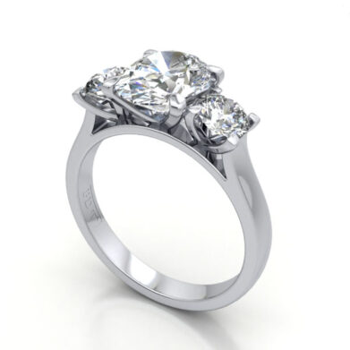 Thumb Oval Cut Trilogy Diamond Ring Platinum RT14 3D