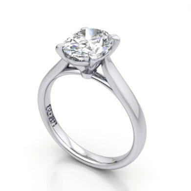 Thumb Oval Solitaire Diamond Ring Platinum RS52 3D