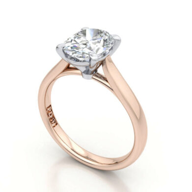 Thumb Oval Solitaire Diamond Ring Rose Gold RS52 3D