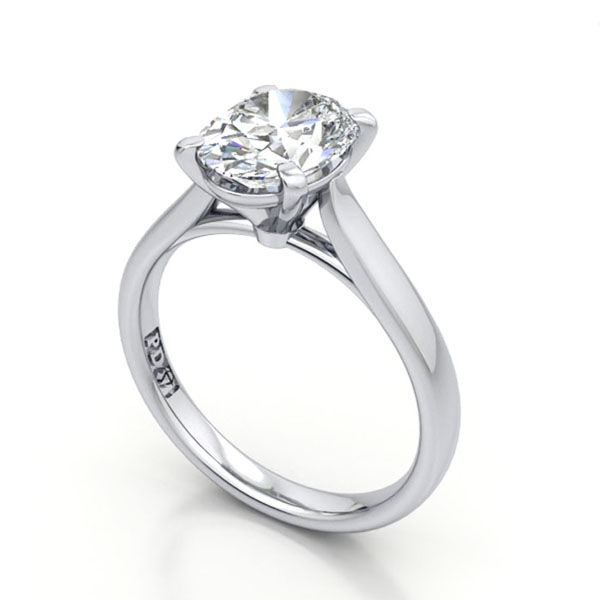 Thumb Oval Solitaire Diamond Ring White Gold RS52 3D