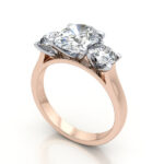 Video Thumb Oval Cut Trilogy Diamond Ring Rose Gold RT14