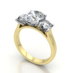 Video Thumb Oval Cut Trilogy Diamond Ring Yellow Gold RT14