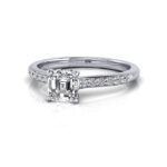 Asscher Cut Solitaire Accent Diamond Ring Platinum RSA1 LF