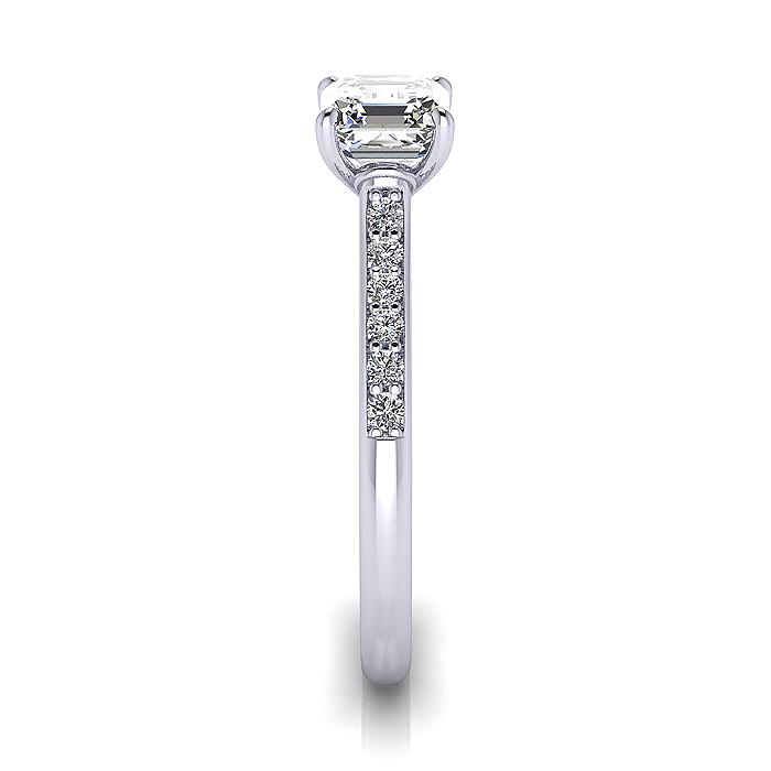 Asscher Cut Solitaire Accent Diamond Ring Platinum RSA1 SV