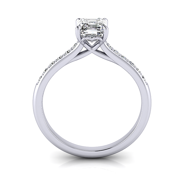 Asscher Cut Solitaire Accent Diamond Ring Platinum RSA1 TF