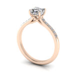 Asscher Cut Solitaire Accent Diamond Ring Rose Gold RSA1 3D