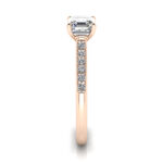 Asscher Cut Solitaire Accent Diamond Ring Rose Gold RSA1 SV