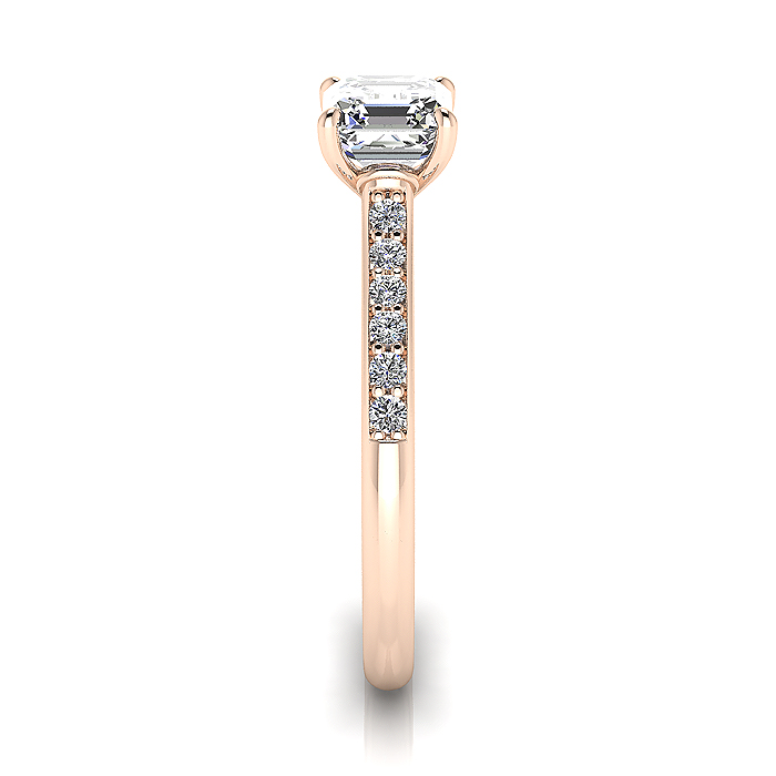 Asscher Cut Solitaire Accent Diamond Ring Rose Gold RSA1 SV