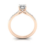 Asscher Cut Solitaire Accent Diamond Ring Rose Gold RSA1 TF