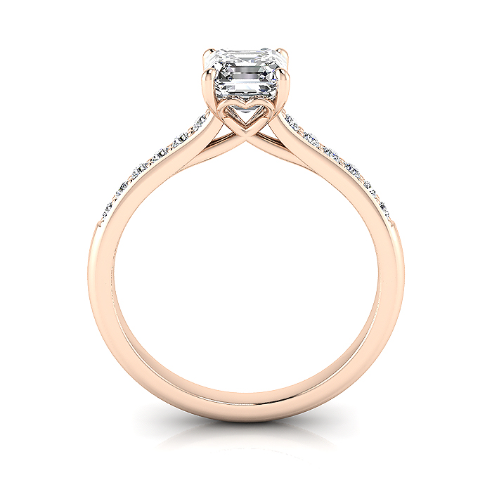 Asscher Cut Solitaire Accent Diamond Ring Rose Gold RSA1 TF