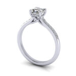 Asscher Cut Solitaire Accent Diamond Ring White Gold RSA1 3D