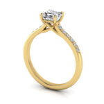 Asscher Cut Solitaire Accent Diamond Ring Yellow Gold RSA1 3D