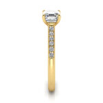 Asscher Cut Solitaire Accent Diamond Ring Yellow Gold RSA1 SV