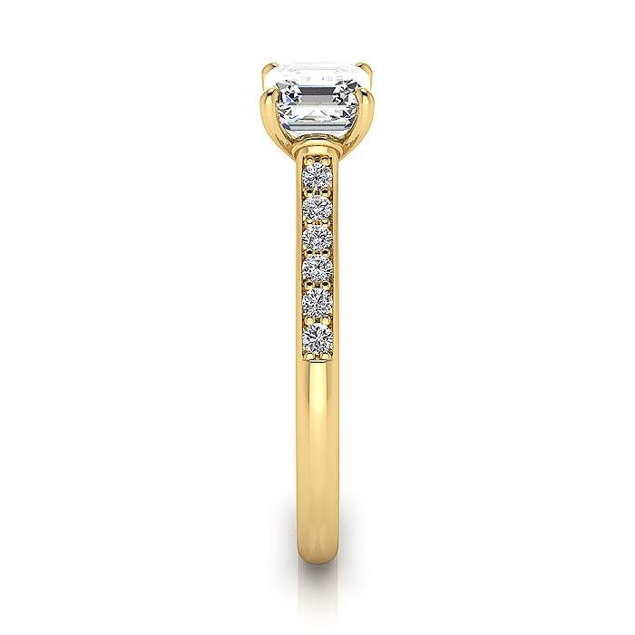 Asscher Cut Solitaire Accent Diamond Ring Yellow Gold RSA1 SV
