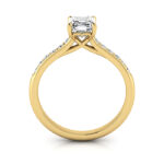 Asscher Cut Solitaire Accent Diamond Ring Yellow Gold RSA1 TF
