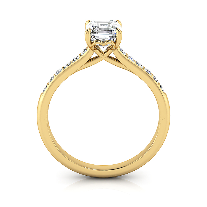 Asscher Cut Solitaire Accent Diamond Ring Yellow Gold RSA1 TF