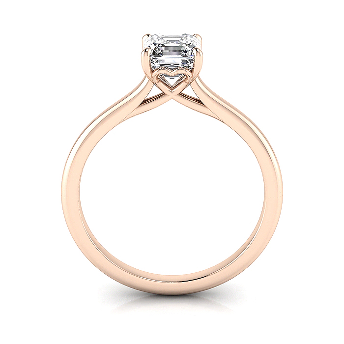 Asscher Cut Solitaire Diamond Ring Rose Gold RS1 TF Asscher Cut Solitaire Diamond Ring Rose Gold RS1 TF